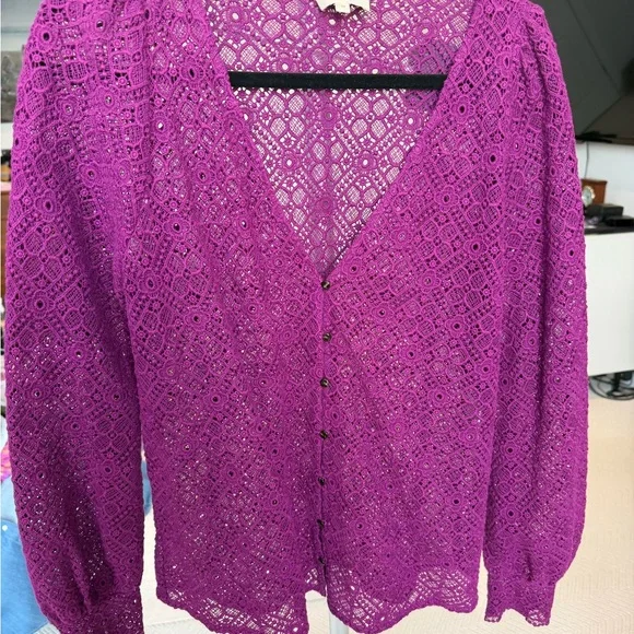 Sézane Gaya Purple Lace blouse 38 - Picture 2 of 3